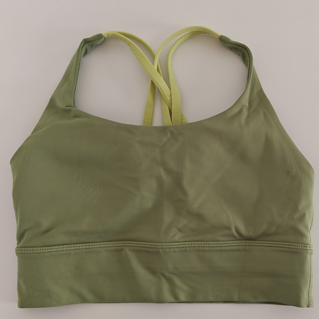 Lululemon Energy Longline Medium Support Bd Cups Vista Green/Lemon Vibe Size 6